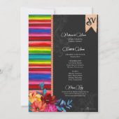 Fiesta Bright Floral en Serape Charro Quinceanera Kaart (Achterkant)