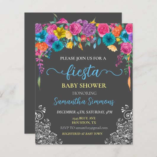 Fiesta Bright Flower Floral Baby shower (Voorkant / Achterkant)