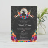 Fiesta Bright Folk Floral Charro Quinceanera Kaart (Staand voorkant)
