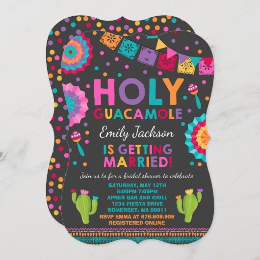 Fiesta Bruids Douche Uitnodiging Heilige Guacamole (Voorkant / Achterkant)