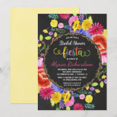 Fiesta bruidsdouche uitnodiging florale waterverve (Voorkant / Achterkant)