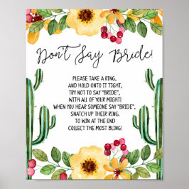 Fiesta Bruidsdouche 'Zeg Niet Bruid' Spel Bord Poster
