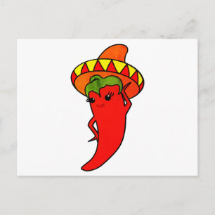 Fiesta Bruidsfeest Kawaii Rode Hete Peper Diva Briefkaart