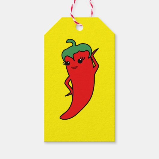 Fiesta Bruidsfeest Kawaii Rode Hete Peper Diva Cadeaulabel (Voorkant)