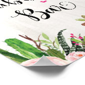 Fiesta Bruiloft Brunch Bubbly Bar Bord Cactus Bloe Poster (Hoek)