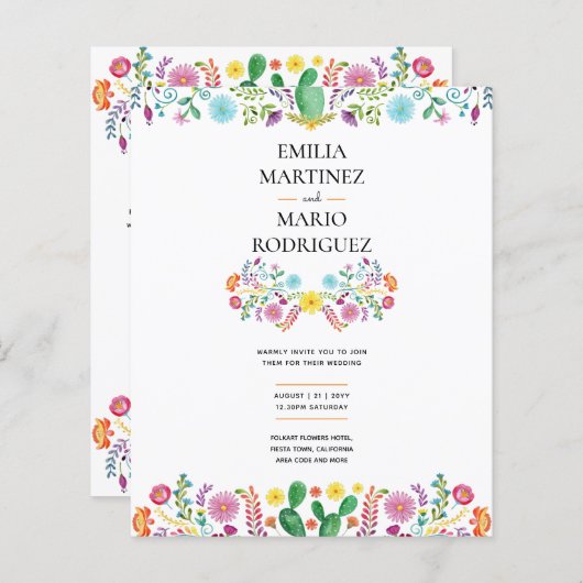 FIESTA BRUILOFT - Floral Folakart Modern (Voorkant / Achterkant)