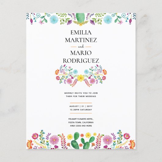 FIESTA BRUILOFT - Floral Folakart Modern (Voorkant)