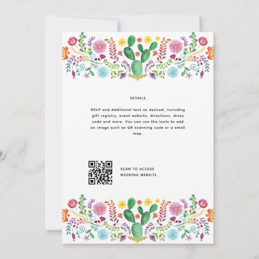 FIESTA BRUILOFT - Floral Folakart Modern Kaart (Achterkant)