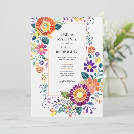 FIESTA BRUILOFT - Folkart Bloemen Modern (Staand voorkant)