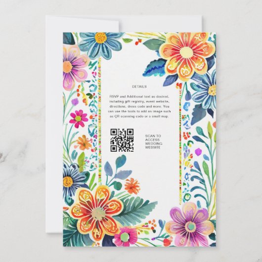 FIESTA BRUILOFT - Folkart Bloemen Modern Kaart (Achterkant)