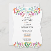 Fiesta Bruiloft Llama Folk Bloemen Cactussen Uitno Kaart (Voorkant)