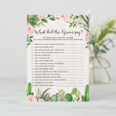 Fiesta Bruiloft Spel Wat zei de Bruidegom Kaart (Staand voorkant)