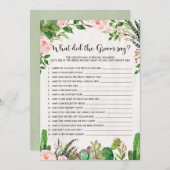 Fiesta Bruiloft Spel Wat zei de Bruidegom Kaart (Voorkant / Achterkant)