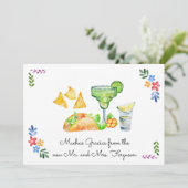 Fiesta Bruiloft | Tacos en Tequila Bedankkaart (Staand voorkant)