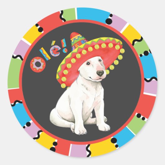 Fiesta Bull Terrier Ronde Sticker (Voorkant)
