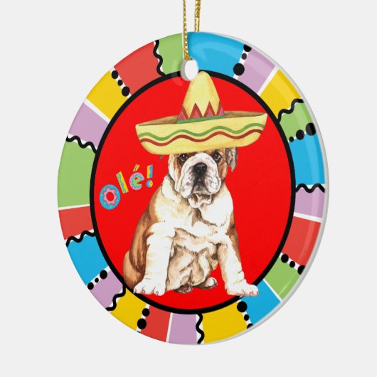 Fiesta Bulldog Keramisch Ornament (Links)