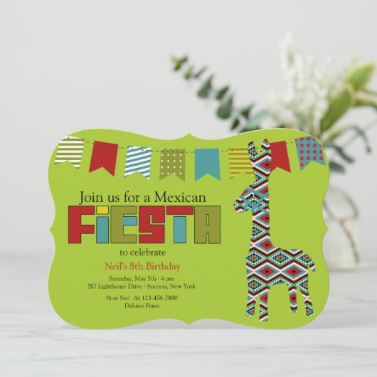 Fiesta Burro Uitnodiging (Staand voorkant)
