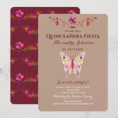 Fiesta Butterfly Mexican Quinceañera Kaart (Voorkant / Achterkant)