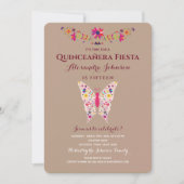 Fiesta Butterfly Mexican Quinceañera Kaart (Voorkant)