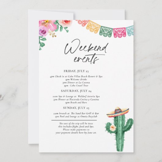 Fiesta Cabo San Lucas Bachelorette Kaart (Achterkant)