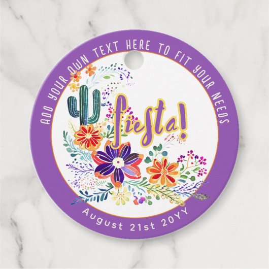 FIESTA Cacti Folkart Bloemen Aangepast Bedankjes Labels (Voorkant)