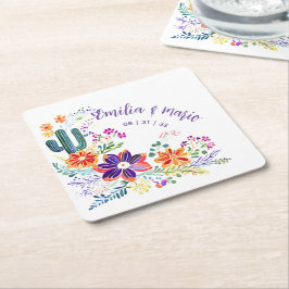 FIESTA Cacti Folkart Bloemen Aangepast Kartonnen Onderzetters