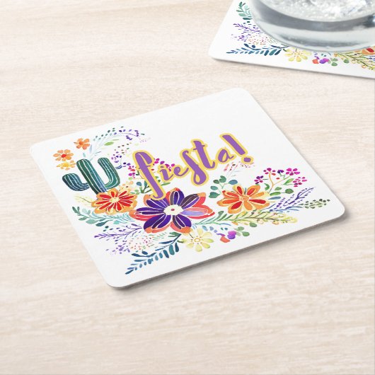 FIESTA Cacti Folkart Bloemen Aangepast Kartonnen Onderzetters (Schuin)