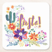 FIESTA Cacti Folkart Bloemen Aangepast Kartonnen Onderzetters (Voorkant)