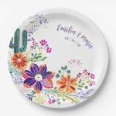 FIESTA Cacti Folkart Bloemen Aangepast Papieren Bordje (Voorkant)