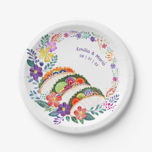 FIESTA Cacti Folkart Bloemen Aangepast Papieren Bordje (Voorkant)