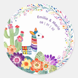 FIESTA Cacti Folkart Bloemen Aangepast Ronde Sticker