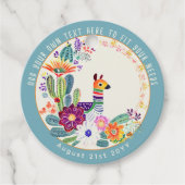 FIESTA Cacti Llama FolkFlowers Party Custom Bedankjes Labels (Voorkant)