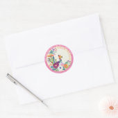 FIESTA Cacti Llama FolkFlowers Roze Custom Ronde Sticker (Envelop)