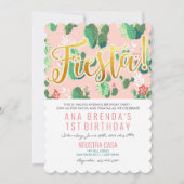 Fiesta Cactus 1e Verjaardag uitnodiging (Voorkant)