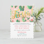 Fiesta Cactus 1e verjaardagsuitnodiging Kaart (Staand voorkant)