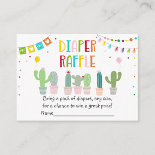 Fiesta Cactus Baby shower Diaper Raffle Informatiekaartje