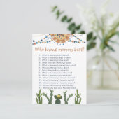 Fiesta cactus baby shower game informatiekaartje (Staand voorkant)