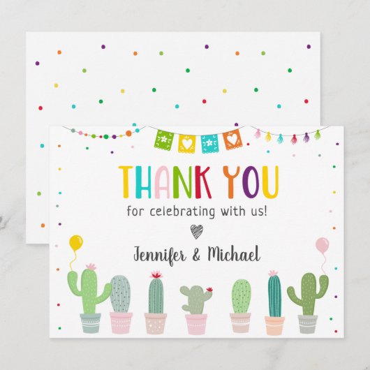 Fiesta Cactus Baby shower Hartelijk dank Bedankkaart (Voorkant / Achterkant)
