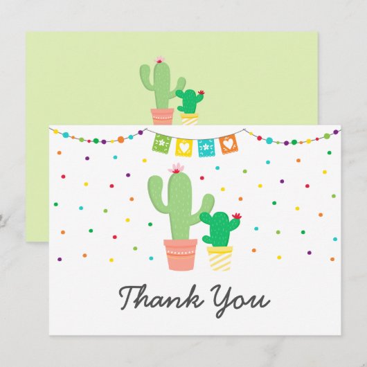Fiesta Cactus Baby shower Hartelijk dank Bedankkaart (Voorkant / Achterkant)