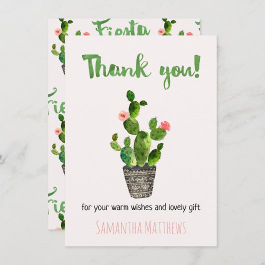Fiesta Cactus Baby shower Hartelijk dank Bedankkaart (Voorkant / Achterkant)