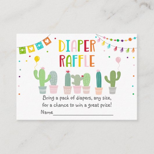 Fiesta Cactus Baby shower Luier Raffle Informatiekaartje (Voorkant)