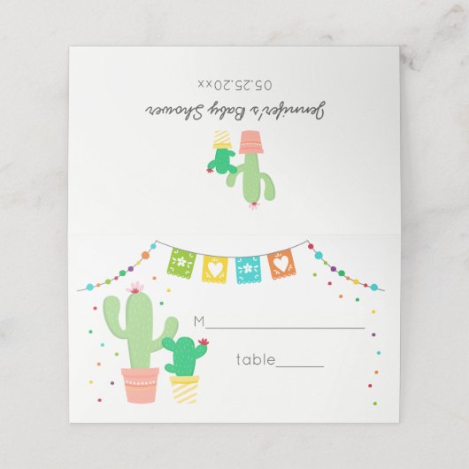 Fiesta Cactus Baby shower Plaatskaartje (Buitenkant ongevouwen)