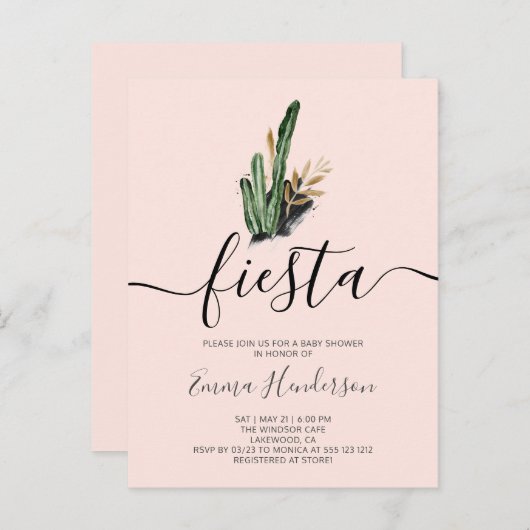 Fiesta Cactus Baby shower Uitnodiging Briefkaart (Voorkant / Achterkant)