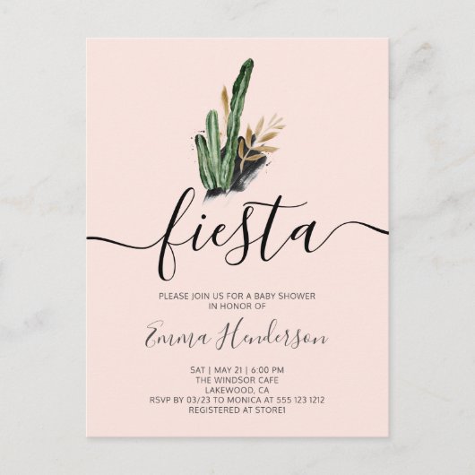 Fiesta Cactus Baby shower Uitnodiging Briefkaart (Voorkant)
