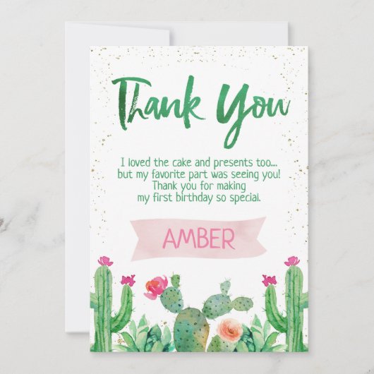 Fiesta Cactus Birthday Hartelijk dank Kaart (Voorkant)