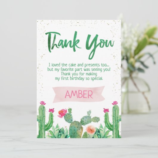 Fiesta Cactus Birthday Hartelijk dank Kaart (Staand voorkant)
