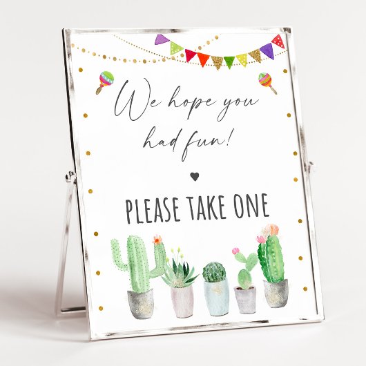 Fiesta Cactus Birthday Party Favor Sign Poster