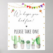 Fiesta Cactus Birthday Party Favor Sign Poster (Voorkant)