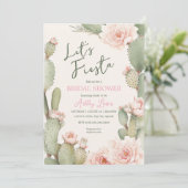 Fiesta Cactus Boho Bruidsfeest Roze bloemen Kaart (Staand voorkant)