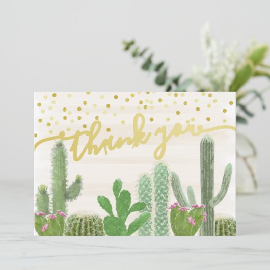 Fiesta Cactus Boho Bruiloft Feest Bedankt (Staand voorkant)